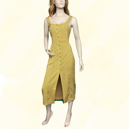 The East Order Yarrow Midi Dress - Stripped - Mustard	M