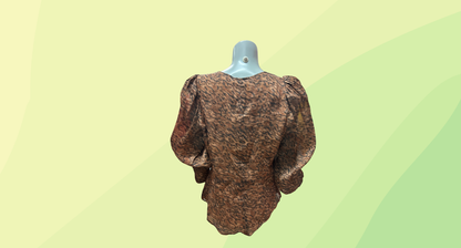 Witchery Silk LN Kitty Print Blouse RRP $169.95 - Size 14 - CC Brown