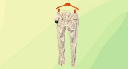 Carla Carini Pants Gold Zips RRP $452 - Size 40 - White