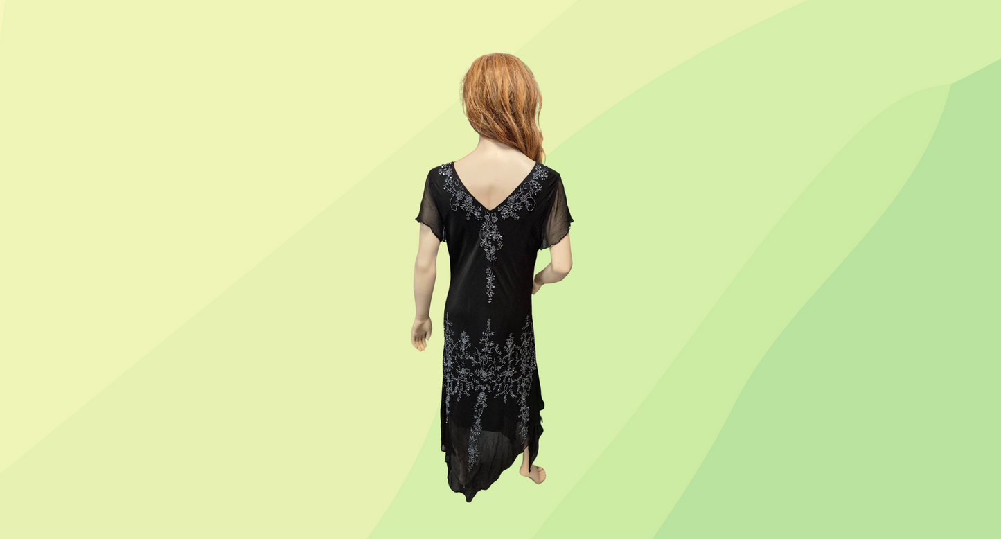 Eve Hunter Embellished Silk Dress - Size 22 - Black