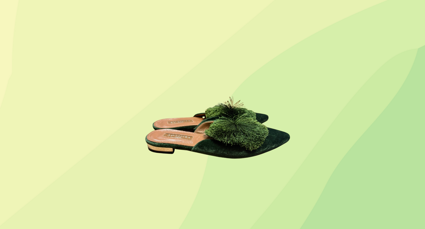 Aquazzure Powder Puff Suede Flat - Size 39 - Jade