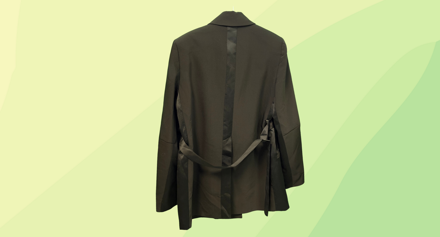 Camilla & Marc Satin Novik Jacket With Waist Tie - Size 14 - Black