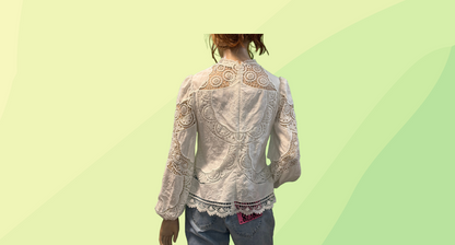 Zimmermann Bonita Crochet Embroidery Top RRP $495 - Size 3 - Cream