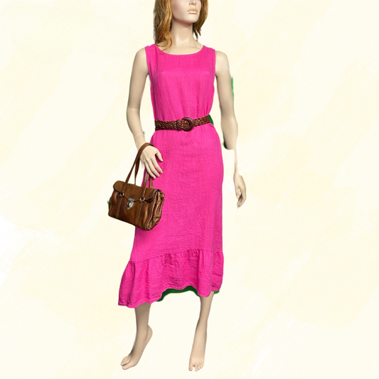 Terzo Millennio 100% Linen Dress - Pink M