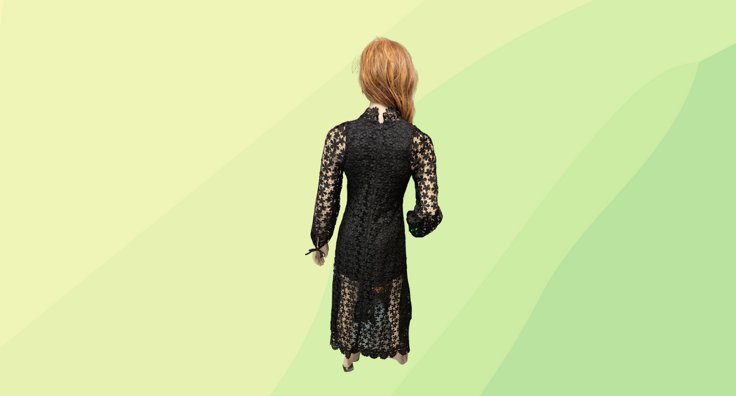 Stevie May Floral Lace Over Short Skirt Lining - S - Black