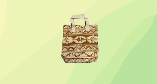U4B Geometric Woven Tote Bag - Orange/Cream