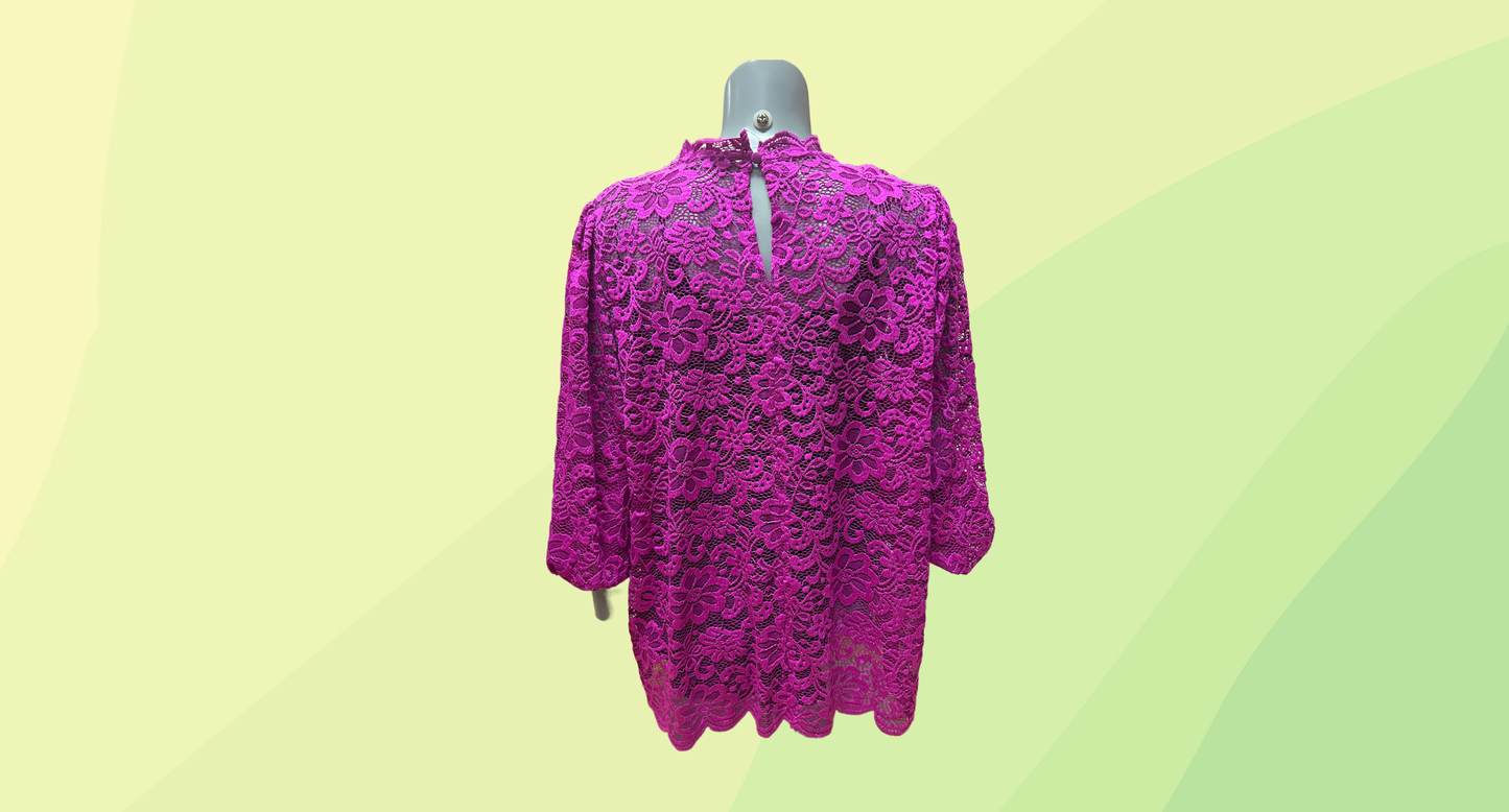 Decjuba Ally Lace Top RRP $119.95 - Size 18 - Orchid