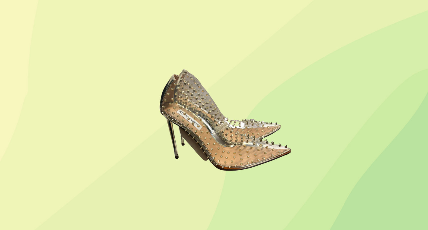 Steve Madden Spike Heels - Size 37.5 - Clear & Gold