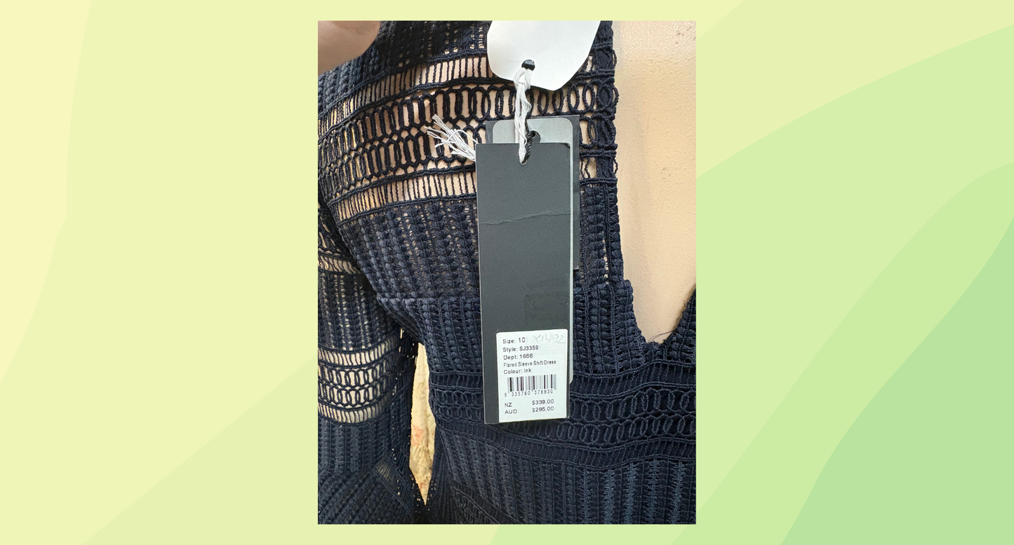 Shona Joy Flared Sleeve Shift Dress - Size 10 - Ink - RRP $295