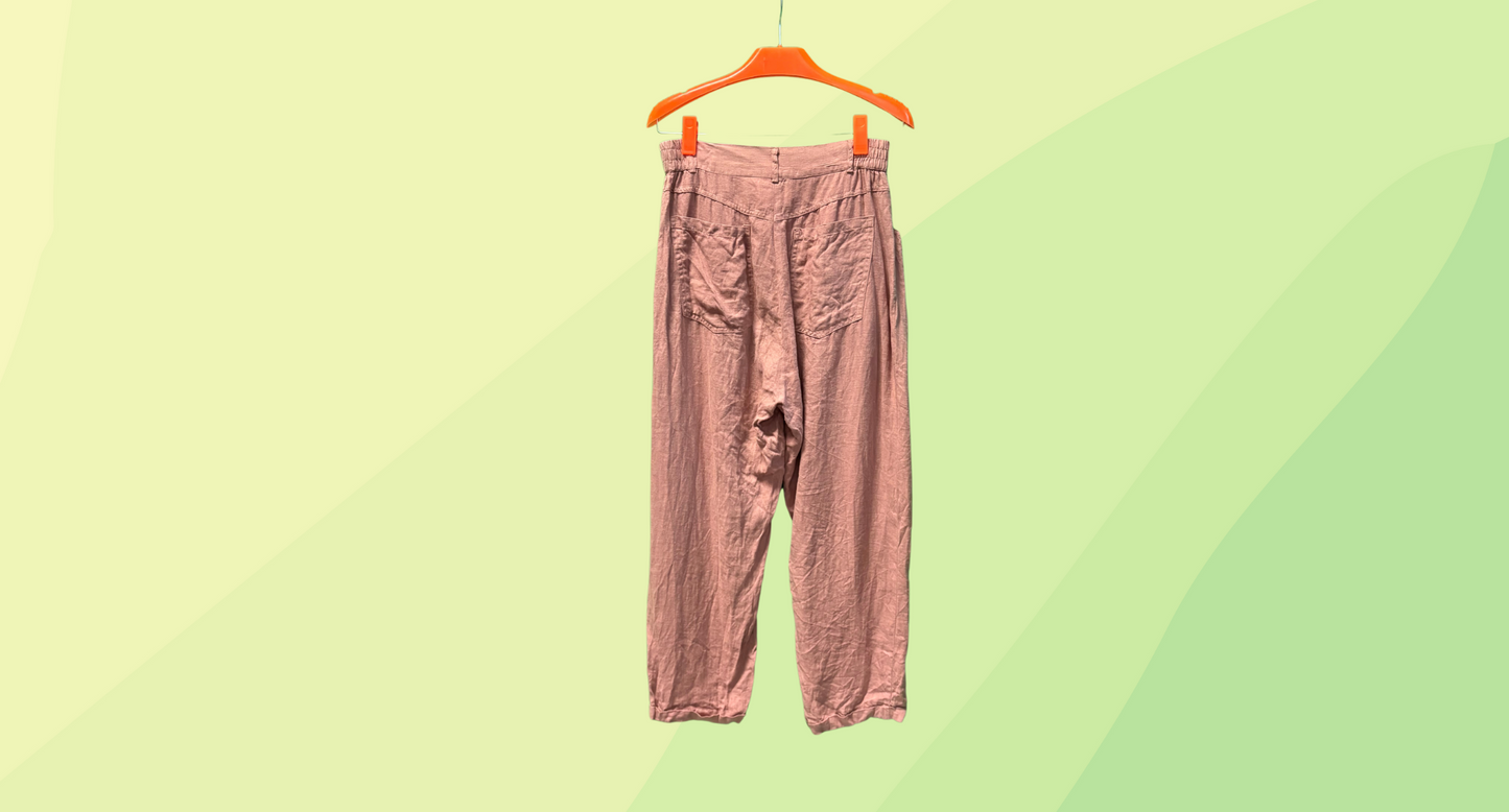 Aere Linen Pants - Size 12 - Dusty Pink