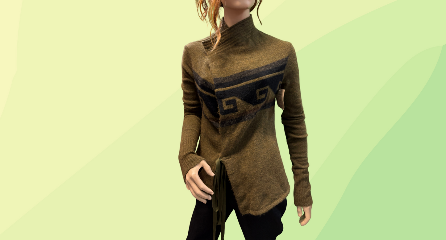 Isabel Marant Knitted Wrap Cardigan - Size 42 (L) - Khaki Green