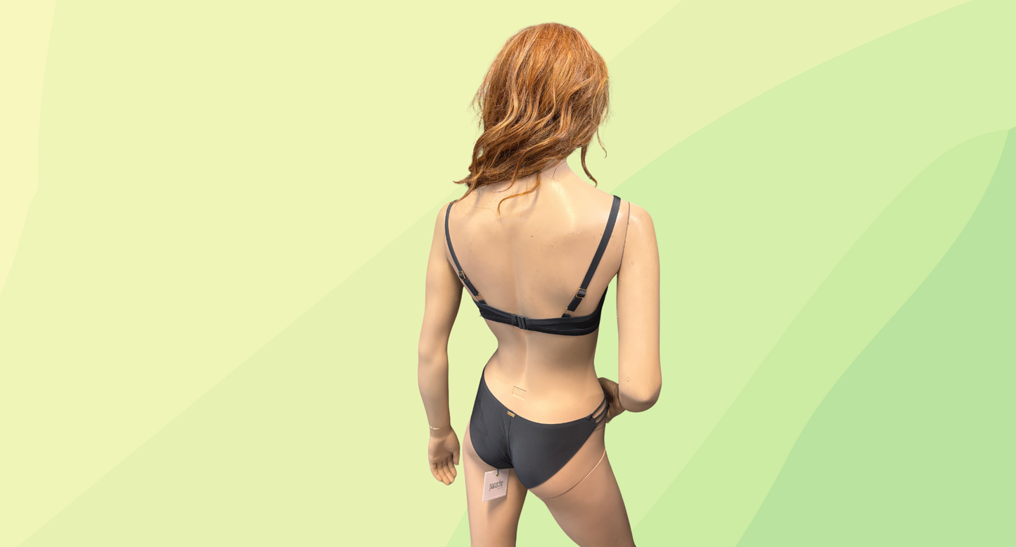 Panache Swim 2 Pce Set - Marina Pungle Bikini Top & Brazilian Bikini Bottoms - 10/10E - Graphite