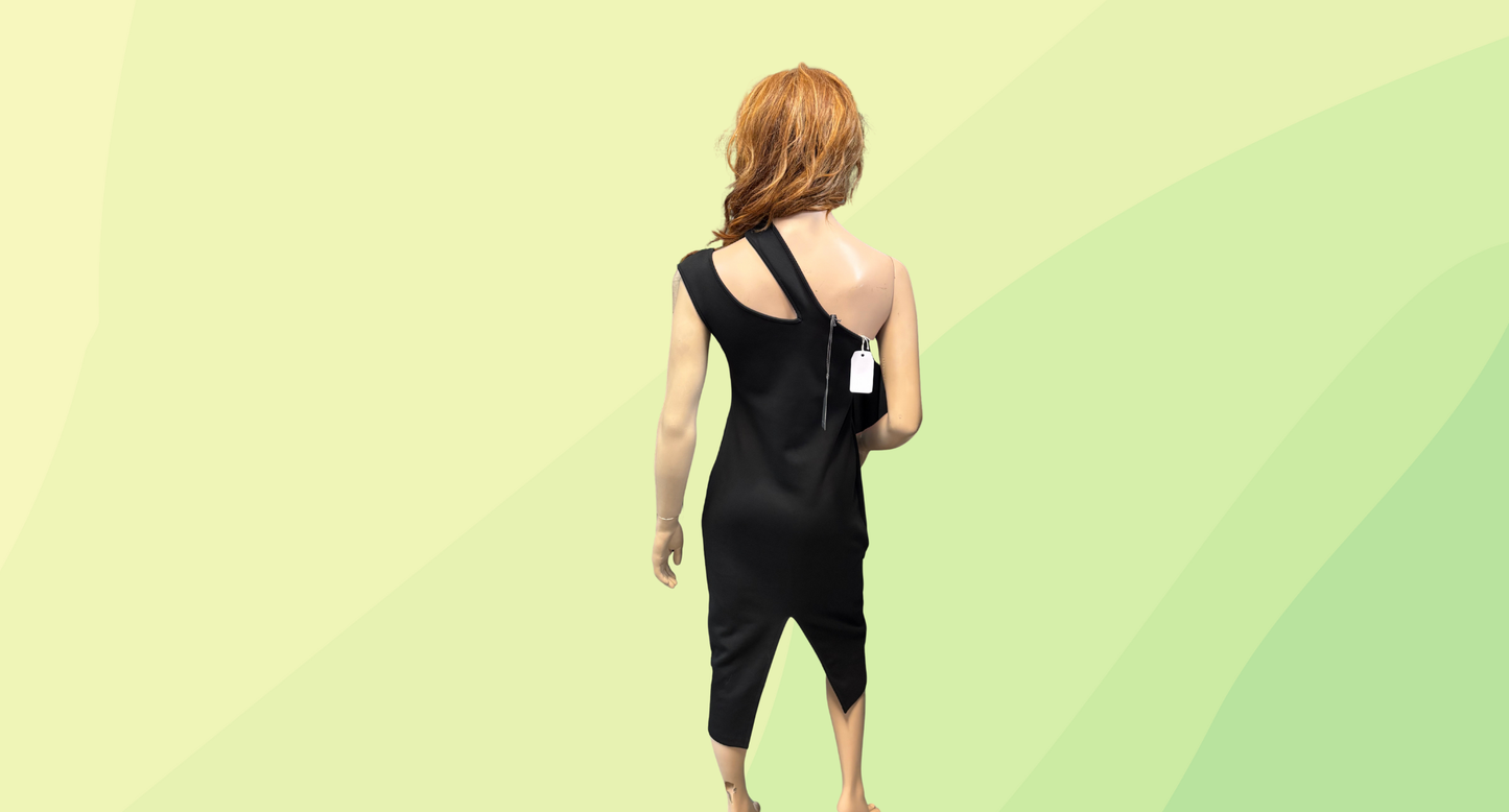 Country Road One Shoulder Dress RRP $119.00 - M - Black