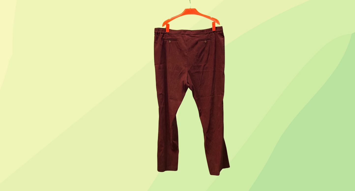 Postie Velvet Feel Pants - Stretch Waist - Size 22 - Maroon