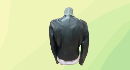 Massimo Dutti Leather Jacket - US 6 - Black