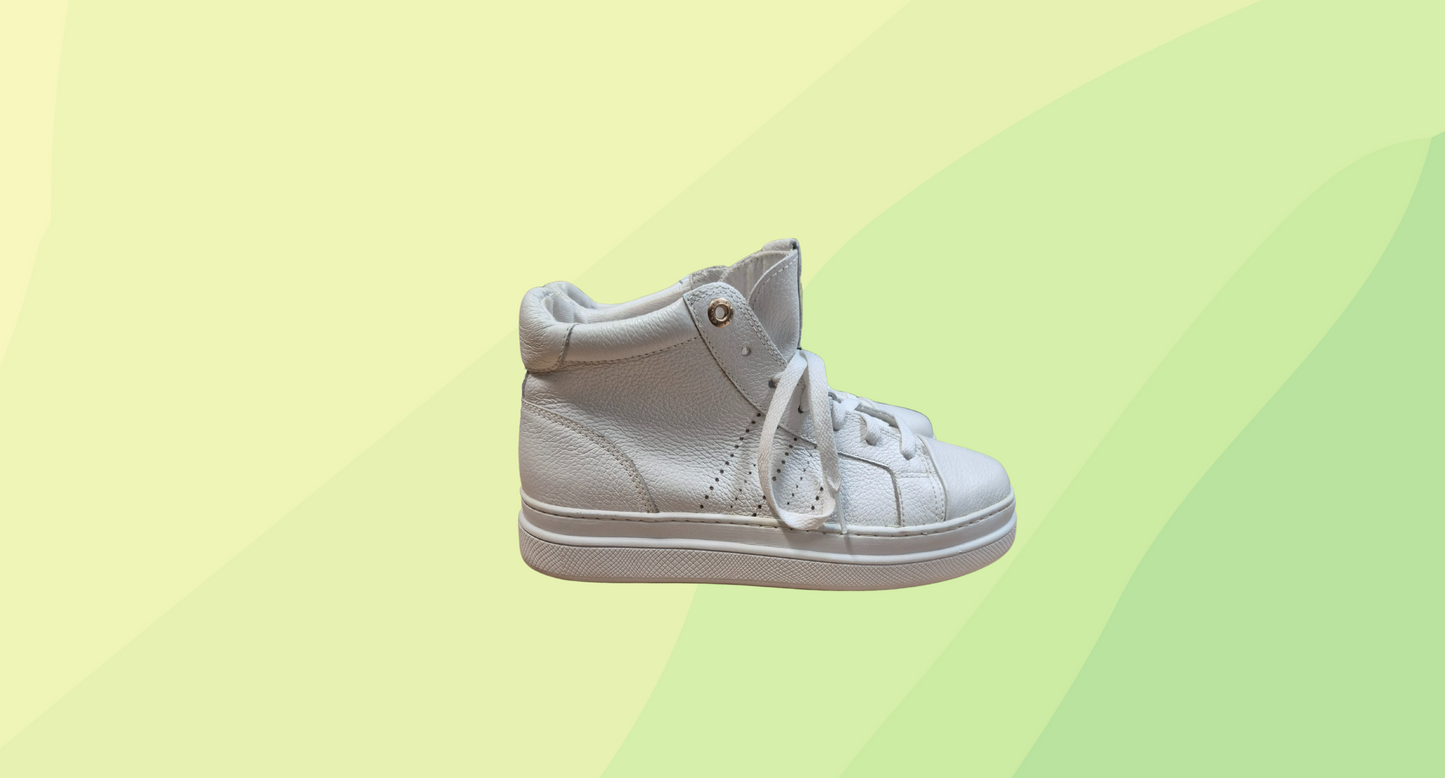 Cavella Leather High Top Sneakers -  Size 38 - White