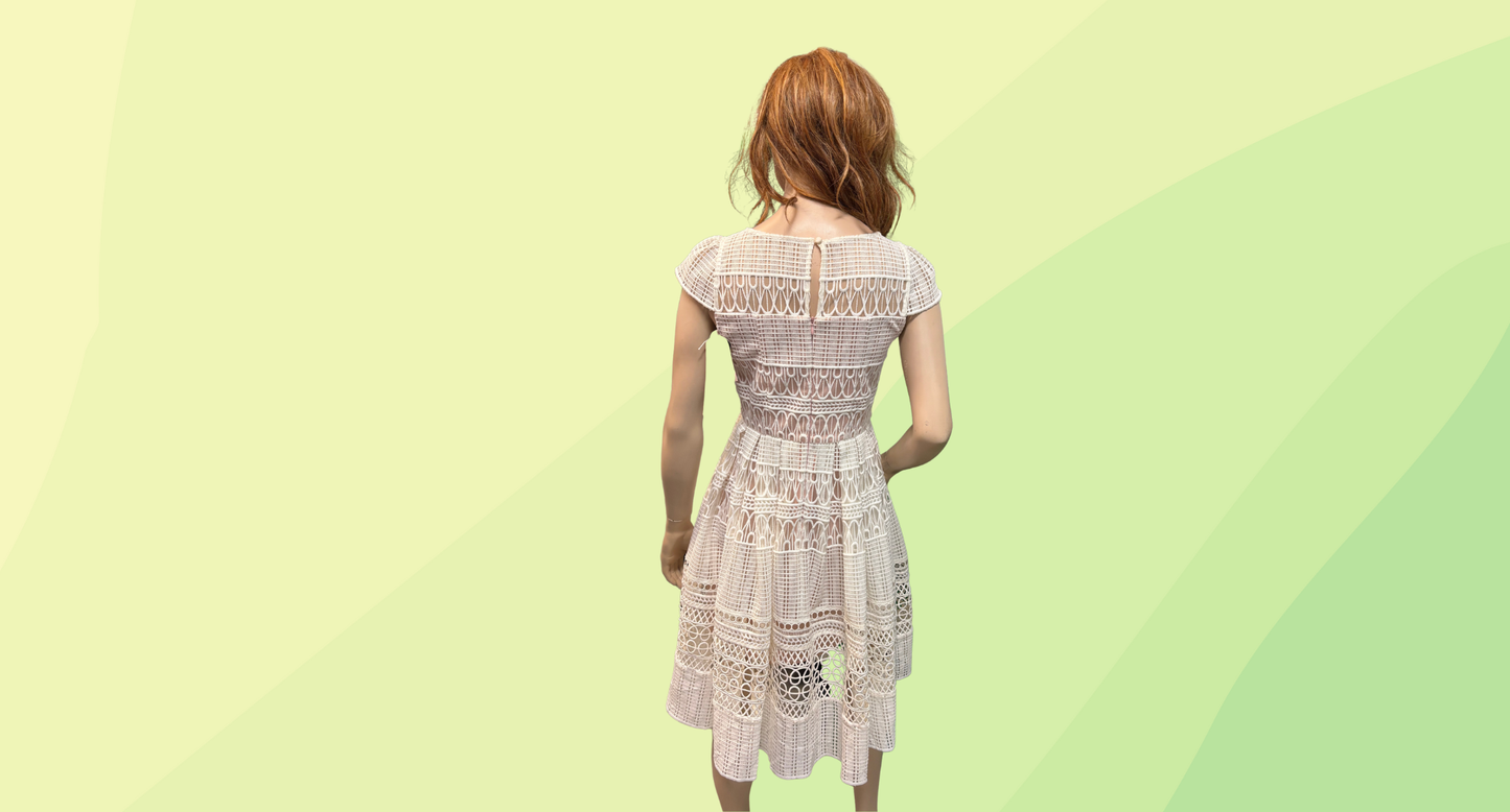 Review Saint Petersburg Dress RRP $299.99 - Size 8 - Cream/Nude