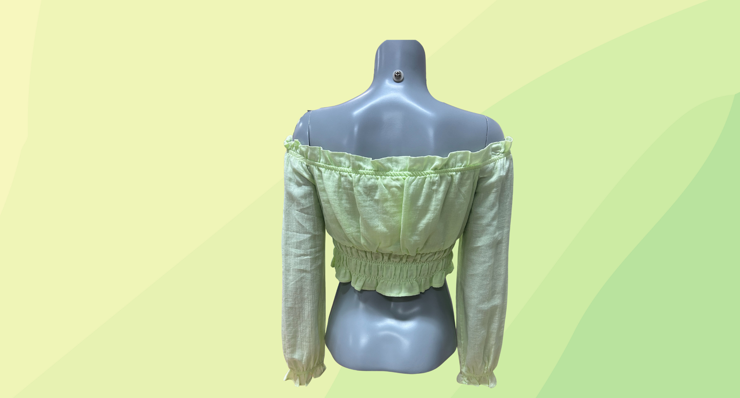 Kookai Georgette Off Shoulder Top - Size 10 - Lime