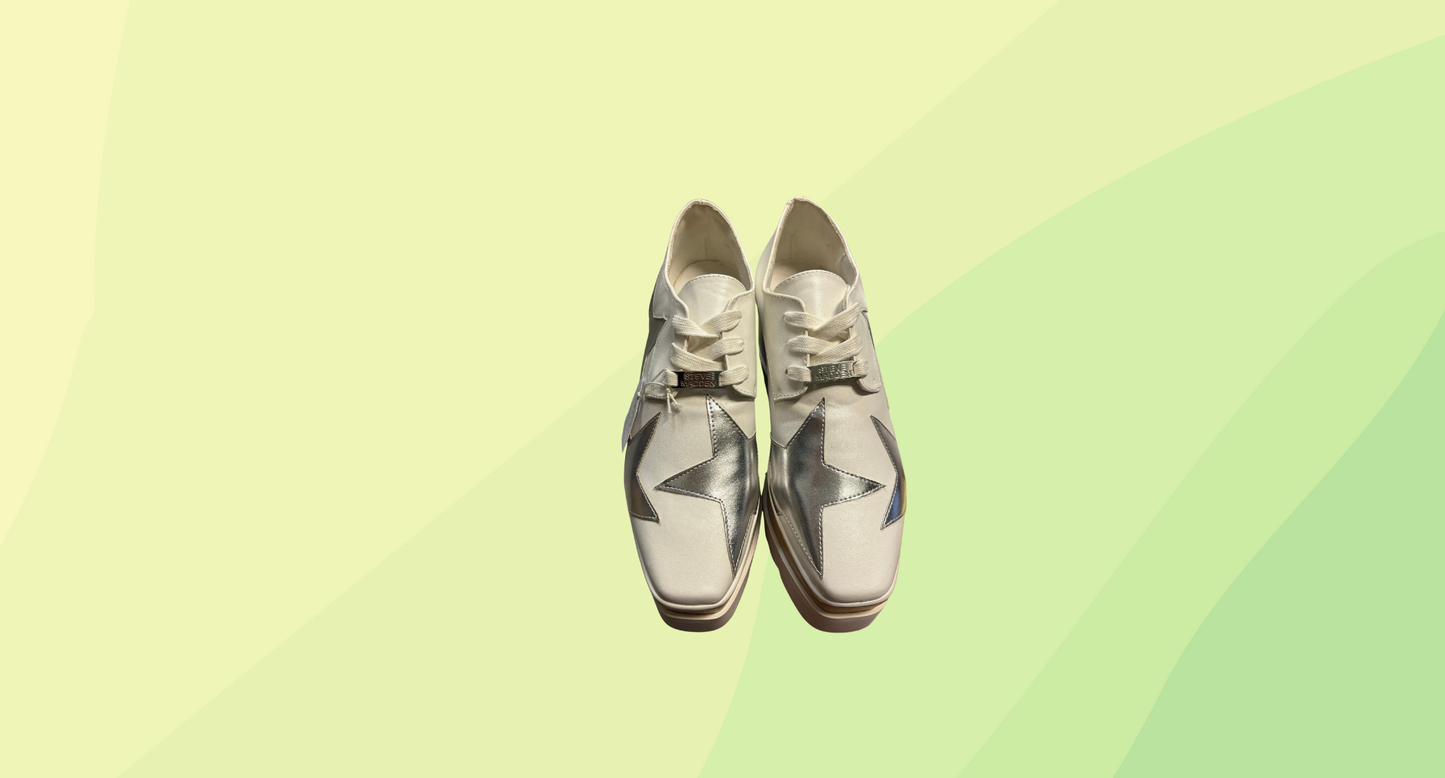 Steve Madden Starpower Platform Shoes RRP $149.95 - Size 40 - White/Silver