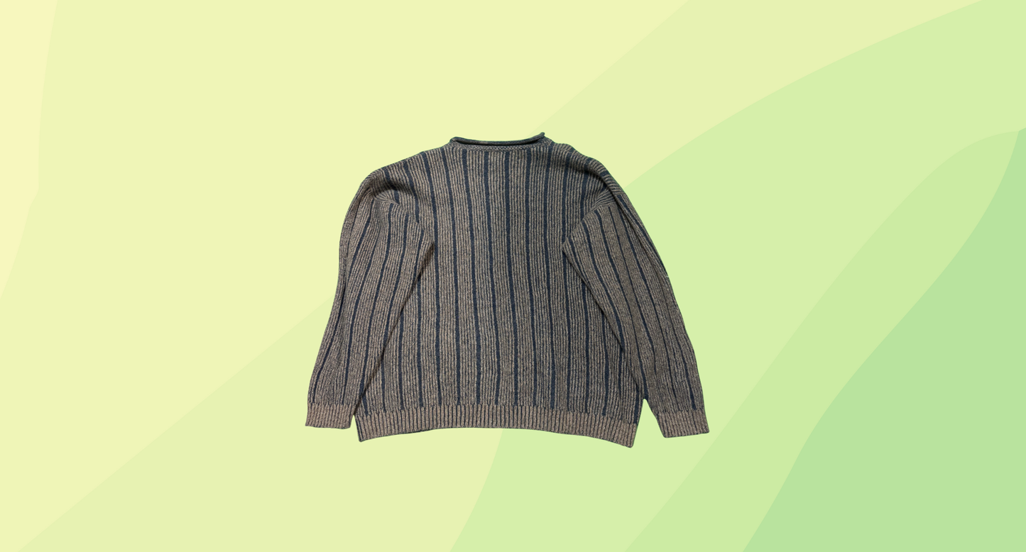 Agnona Cashmere Sweater - S - Brown/Navy Stripe