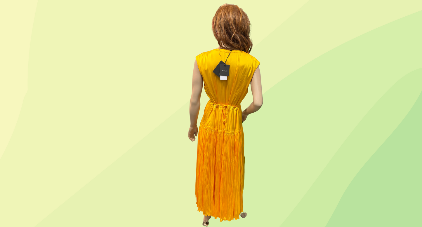 Basque Vibrant Vacation Dress RRP $189.95 - Size 16 - Yellow