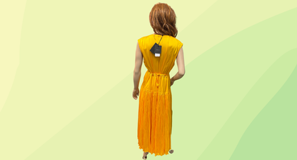 Basque Vibrant Vacation Dress RRP $189.95 - Size 16 - Yellow