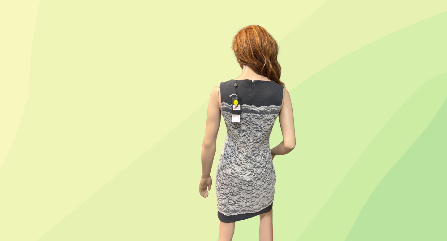 Events Lace Layer Dress RRP $179.95 - Size 12 - Graphite/White