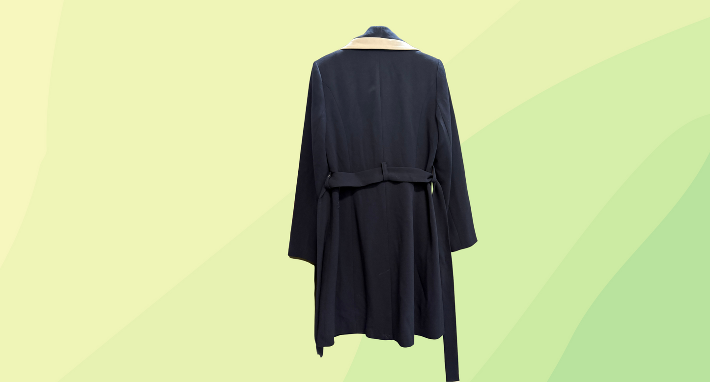 Portmans Snap Button Trench Coat RRP $149.95 - Size 10 - Navy/Ivory