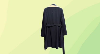 Portmans Snap Button Trench Coat RRP $149.95 - Size 10 - Navy/Ivory