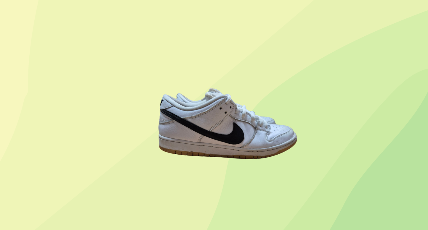 Nike SB Dunk Low Sneaker - Size 12 - White/Black/Gum