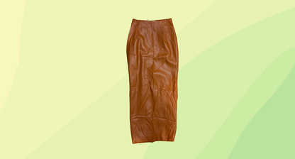 Meshki Bahar Faux Leather Split Midi Skirt - XS - Desert