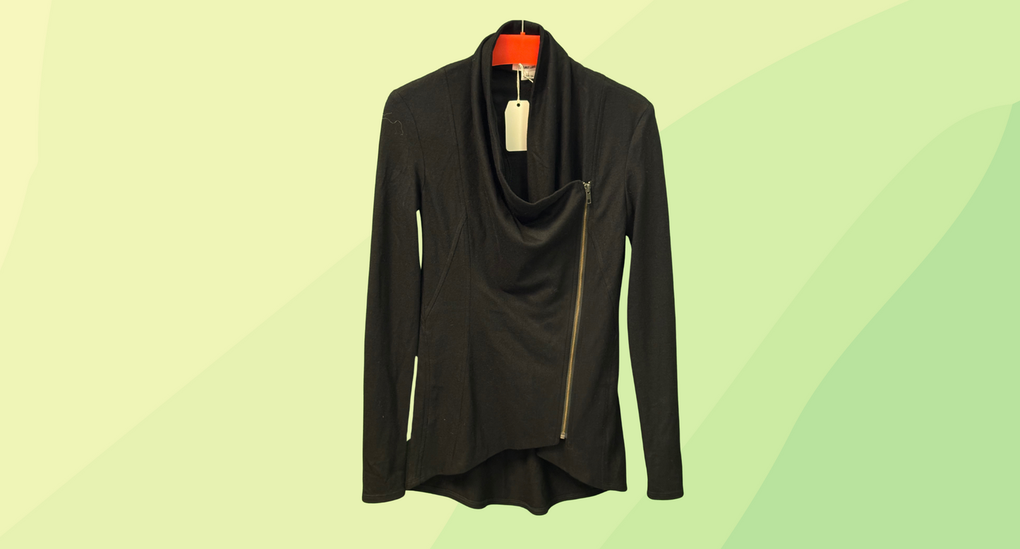 Helmut Lang Wool Asymmetric Zip Jumper - Size P - Black