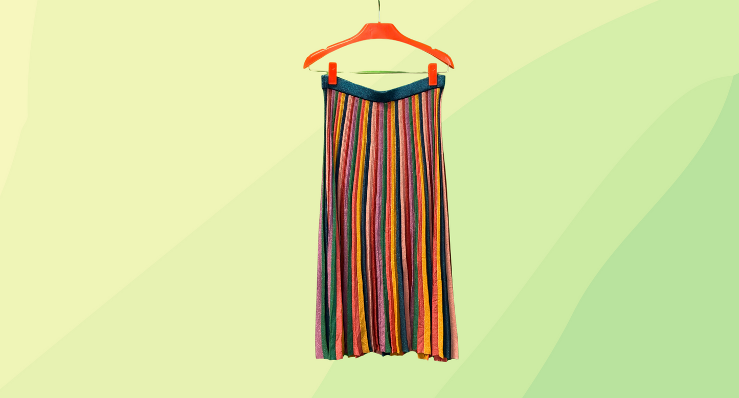 Gorman Pleated Knit Maxi Skirt - Size 14 - Rainbow
