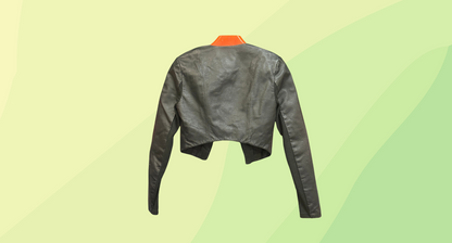Portmans Crop Leather Jacket - Size 6 - Black