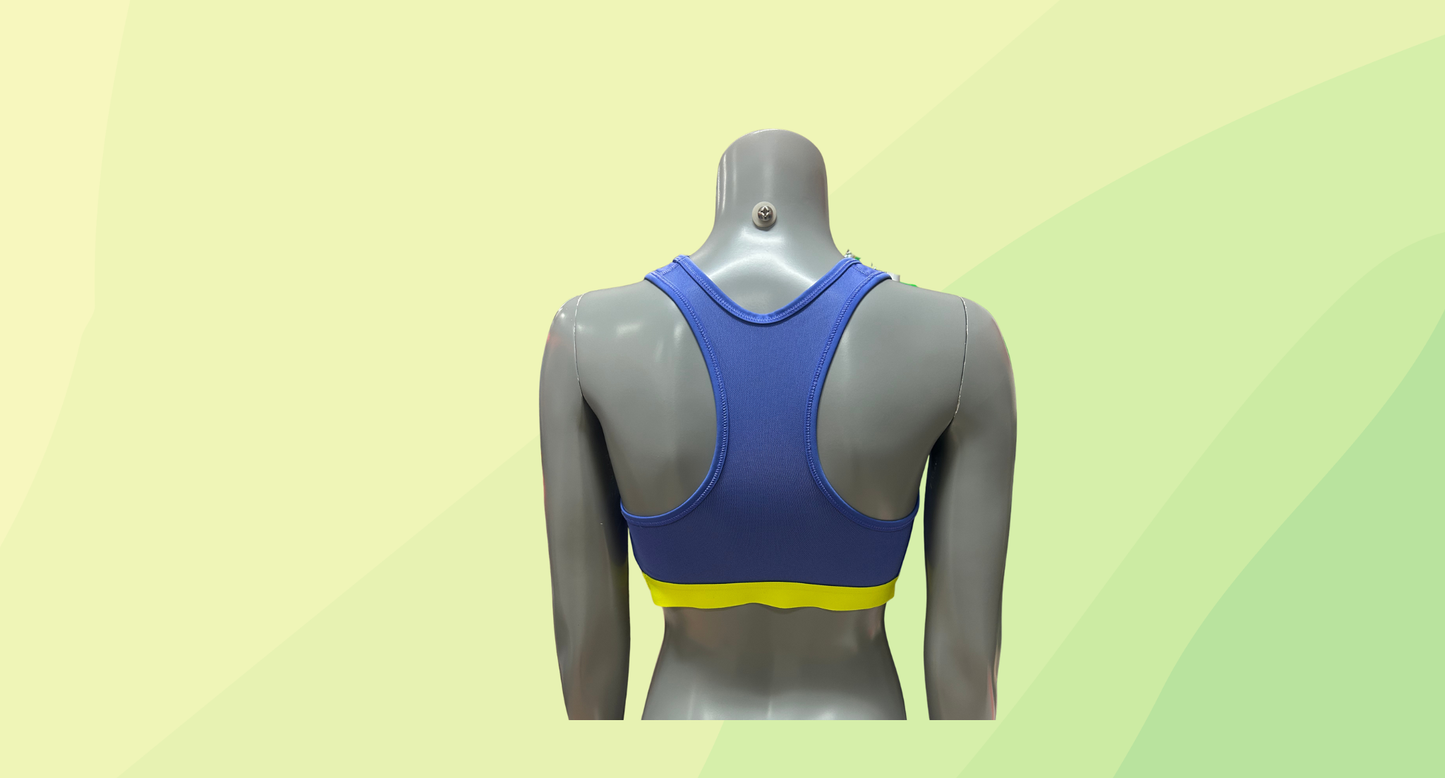 Nike Training Swoosh Bra RRP $40 - L - Blue/Yellow