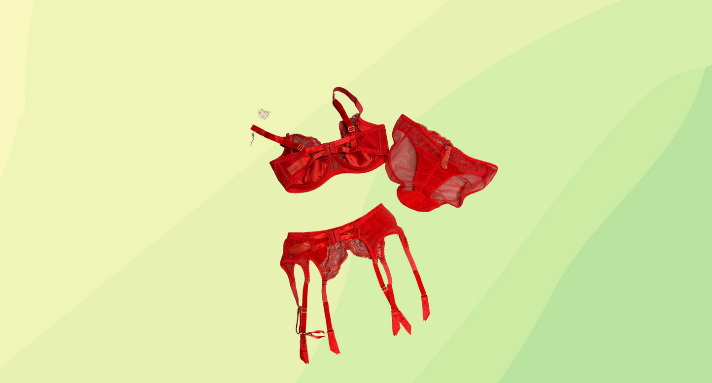 Dita Von Tease Lingerie 3 Pc Set - 10/10E - Red