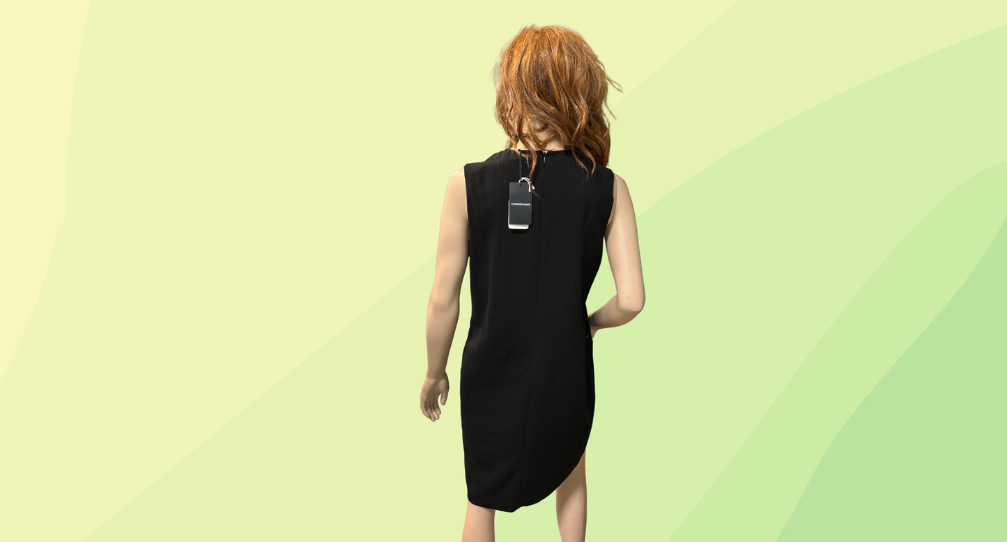 Country Road Sleeveless Print Drape Dress RRP $179 - Size 14 - Black