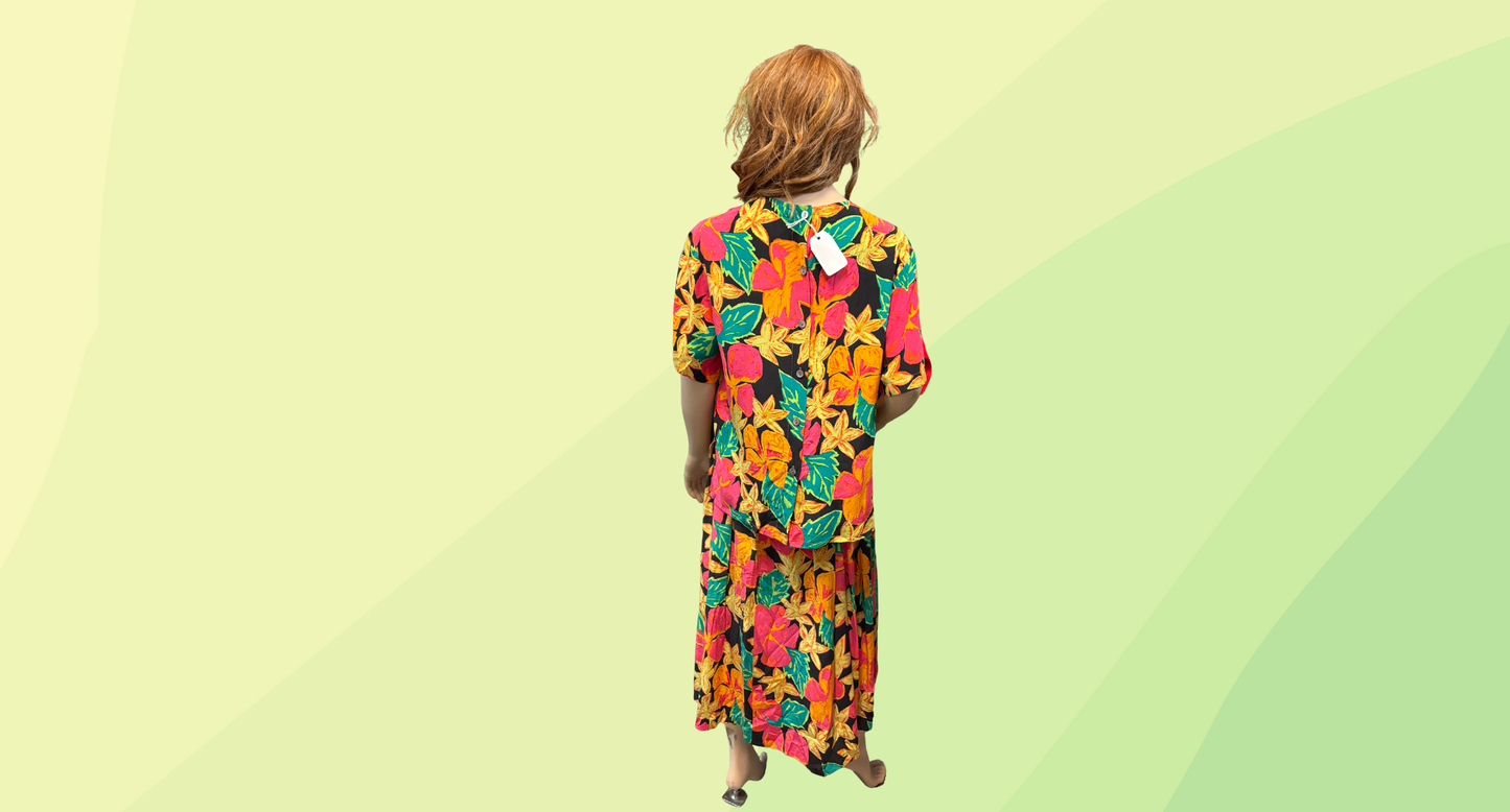 Adam Bennett Blouse & Skirt 2pc Set RRP $159 - Size 14 - Multi Bright