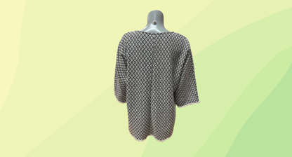 Maggie T Multi Top Mid Length Sleeve RRP $199 - Size 1 - Black/Stone