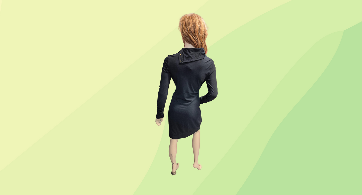Diane von Furstenberg Turtleneck Dress - L - Black