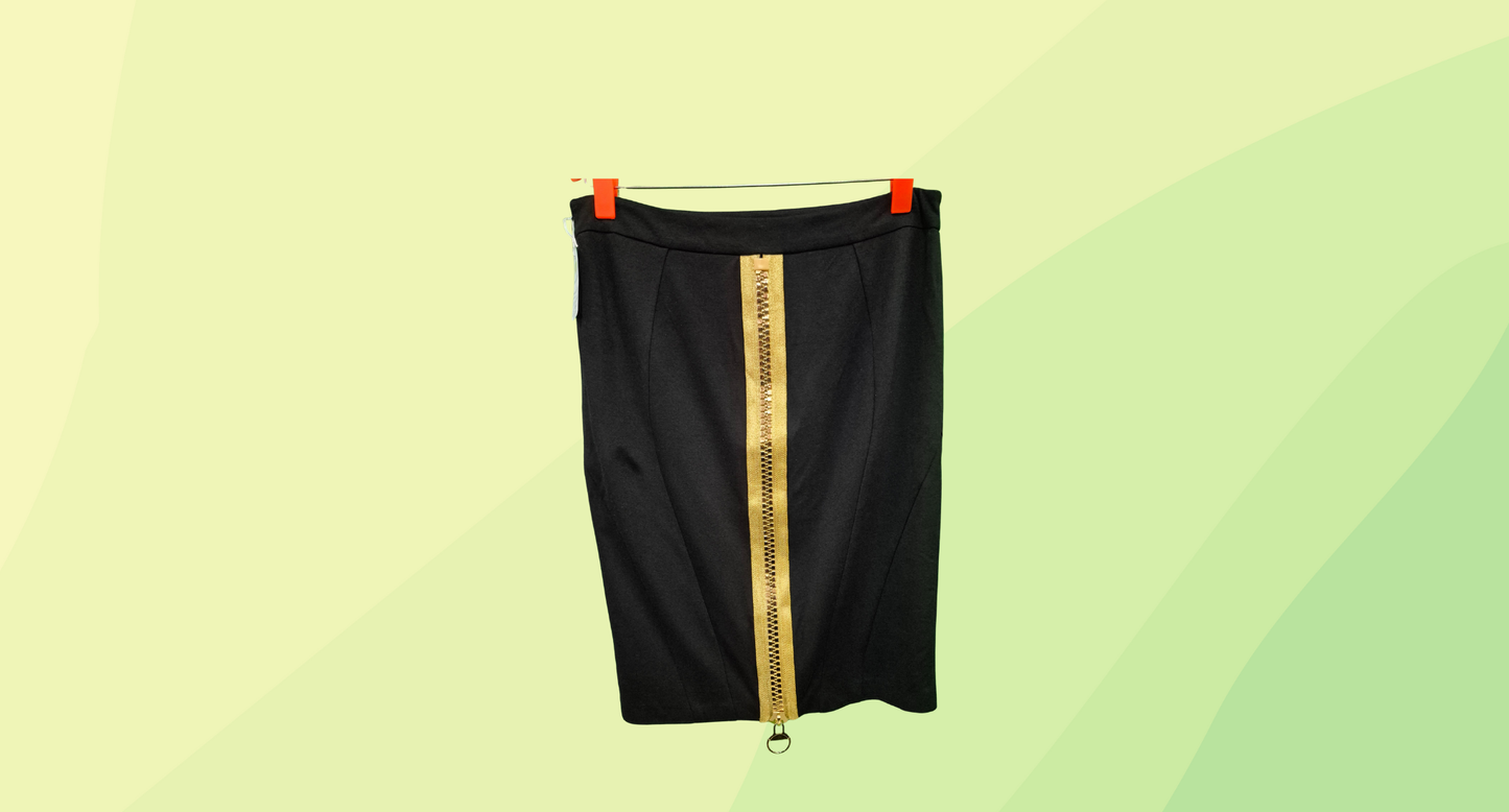 Charlie Brown Zip Skirt - Size 14 - Black/Gold