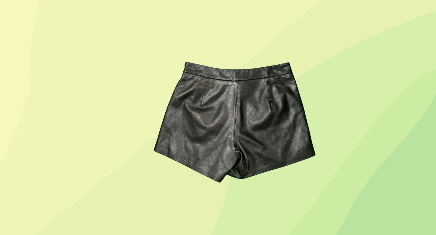 Leather Shorts - S - Black