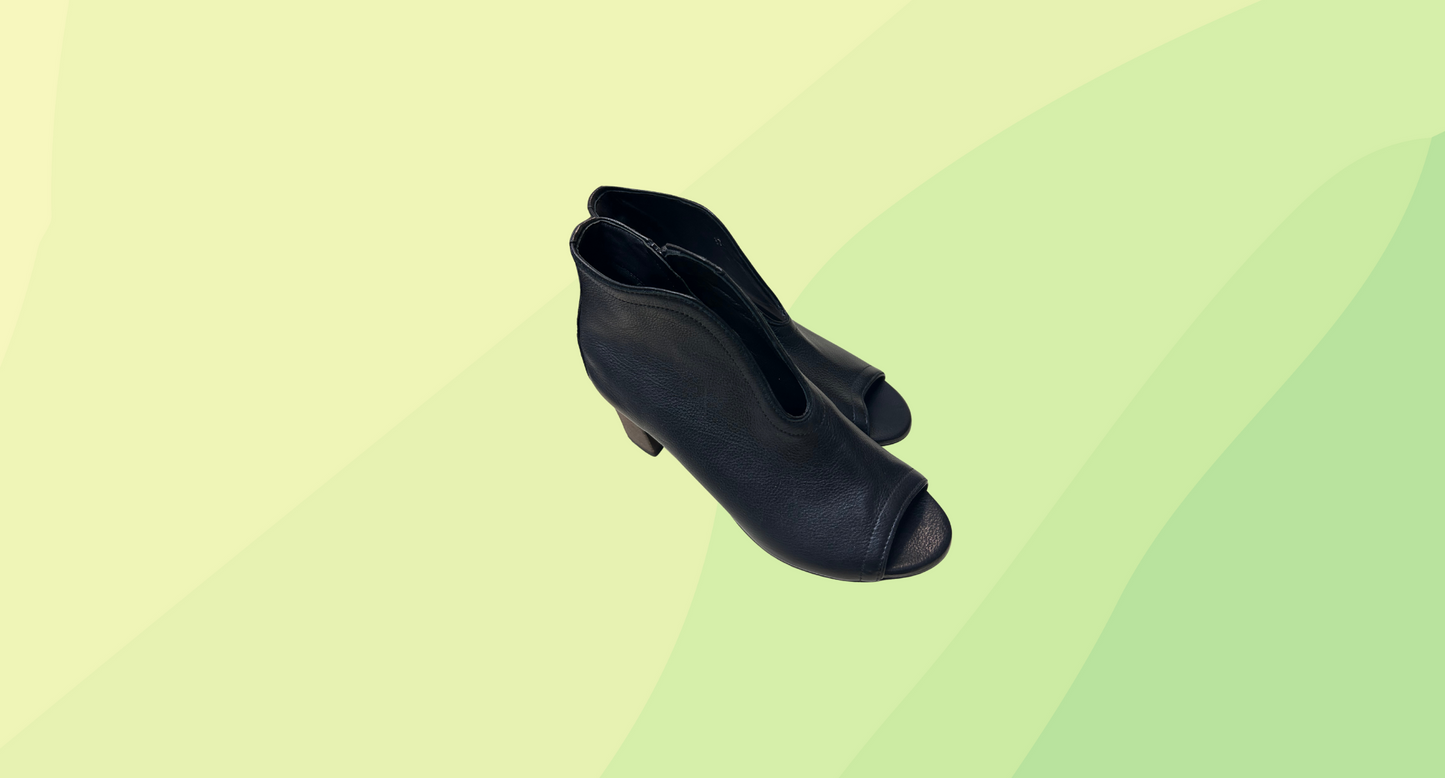 Filippo Raphael Edward Meller Leather Open Toe Bootie - 37 - Black
