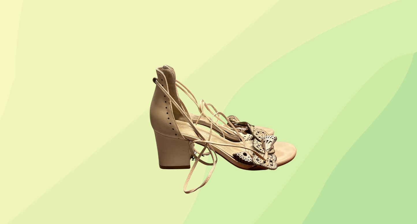 Django & Juliette Lace Up Heels - Size 37 - Beige/Rose Gold