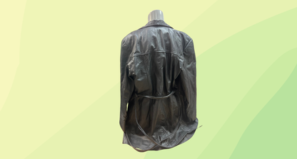 Caza Cueros Vintage Leather Longline Jacket - Size 12 - Black