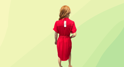 Portmans Button Front Dress RRP $99.95 - Size 14 - True Red