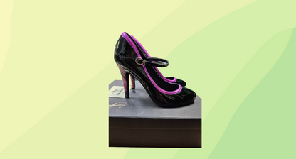Shoes of Prey Patent Leather Pump - Size 37.5 - Black/Metallic Pink