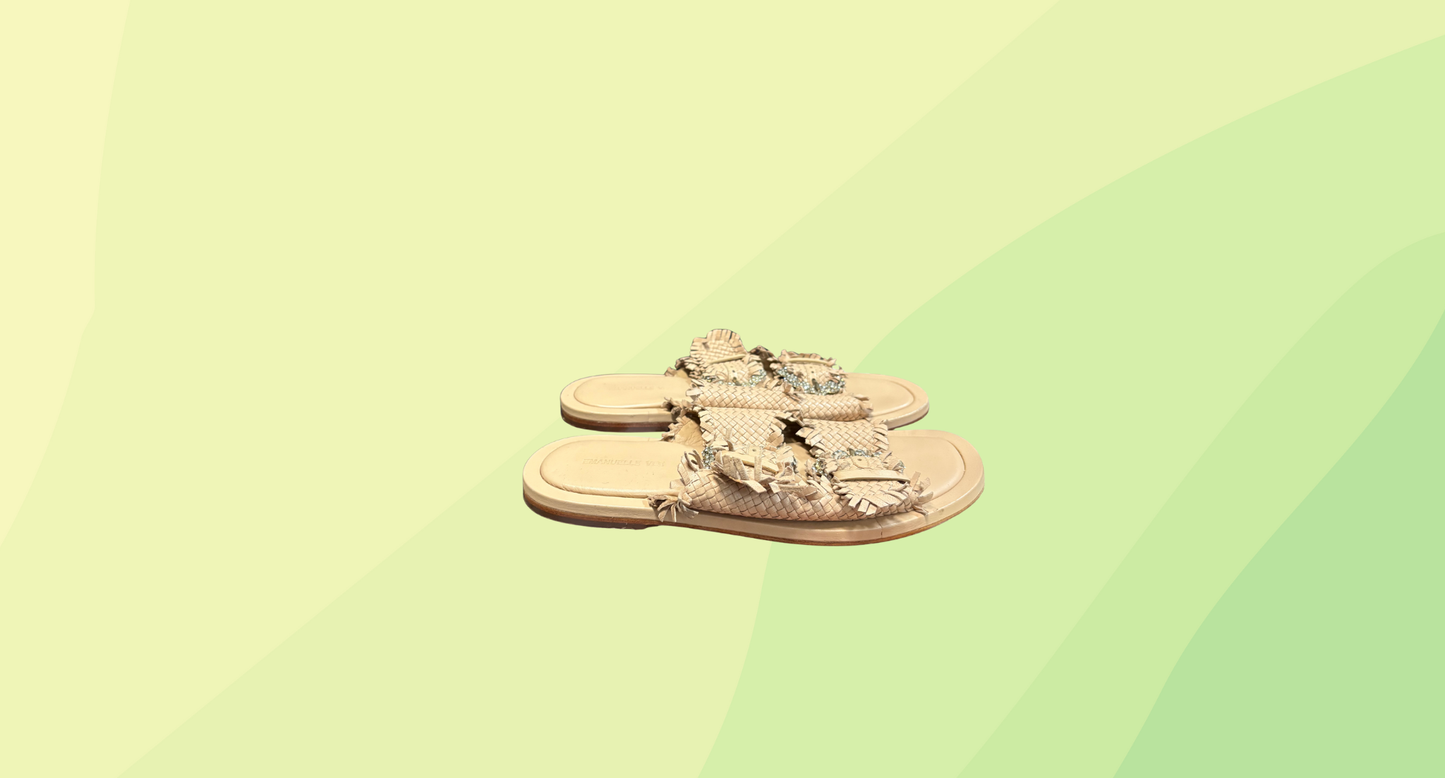 Emmanuelle Vee Cindy Woven Sandal - Size 40 - Beige