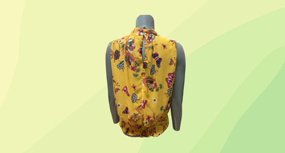 Veducci Sleeveless Top - Butterfly Pattern - Size 12 - Yellow