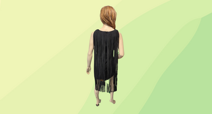 Top Shop Kate Moss Fringed Dress - Size 10 - Black